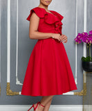 V Neck Ruffled Floral Evening Dress for Elegant Banquets