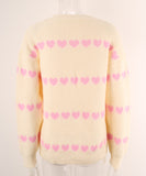 Classic Women Heart Pattern Knit Sweater Trendy Pullover