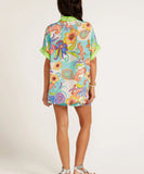 Positioned Print Open Cardigan Shirt And Short Pants Set
