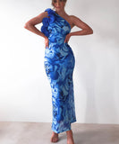 Figure-Hugging Sleeveless Dress with 3D Floral Accents