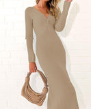 Sexy Long Sleeve Pleated Dress Multicolor Apricot Pink