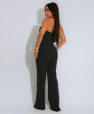 Chic Strapless Two-Piece Outfit with Solid Long Pants