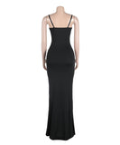 Classic Wrap Dress With High Waist Full Length Diamond Trim