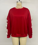 Round-Neck Bow Tie Christmas Hoodie For Women Cozy Fit Relaxed