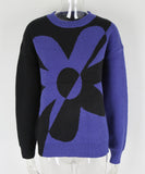 Relaxed Floral Patchwork Pullover Sweater Long Sleeve