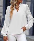 Ladies Blended Chiffon Long Sleeve Solid Color Blouse