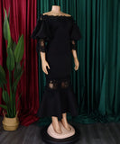 One-Shoulder Lace Fishtail Dress Elegant Charm Evening Gown