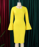 Fashionable Shirt With Flared Skirt Dress Long Sleeve Available In White Yellow Red Black