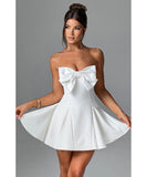 Sexy Strapless Short Dress With Bow Tie For Figure Hugging