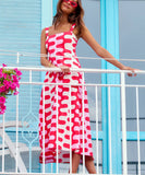 Vacation Style French Halter Floral Printed Maxi Dress
