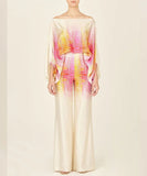 Classic Allover Plaid Batwing Sleeve Two Piece Set Outfit