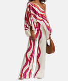 Classic Allover Plaid Batwing Sleeve Two Piece Set Outfit