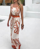 Floral Camisole And Wide Leg Pants Set Multicolor Chic