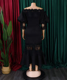 One-Shoulder Lace Fishtail Dress Elegant Charm Evening Gown