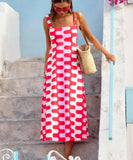 Vacation Style French Halter Floral Printed Maxi Dress