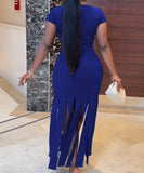 Slim Solid Color Fringe Base Dress for Elegant Casual Wear