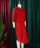 Fashion Long Sleeved Top and Lace Wrap Bottom Skirt Two Piece Set African Outfit