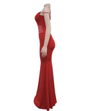 Classic Rhinestone Embellished Dress For Evening Occasions