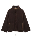 Solid Color Lambskin High Neck Woolen Coat Beige Warm