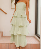 Stylish Strapless Backless Cake Dress in Vibrant Colors