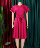 Plus Size Solid Color Lace Up Short Sleeve Dress for Women