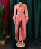 Strappy Pleated Long Sleeve Multi Color Dress for Women