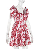 Sexy Printed Lace A Line Skirt Blue Red Polyester Fashion