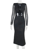 Sexy Sheer Strapless Maxi Black Evening Dress For Women