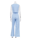 Chic Women's Sleeveless Vest and Long Pants Two-Piece Set