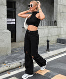 Distressed High Waist Wide Leg Jeans For Women Chic Casual