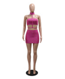 Chic Strapless Top with Hip Skirt and Neck Detail for Style in Vibrant Colors