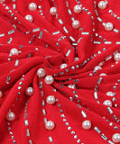 Sexy Hot Diamond Pearl Deep V Flower Slim Dress for Allure