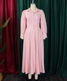 Solid Color Long Sleeve Swing Dress in Light Pink Black Red White