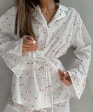 CozyNest Heart-Shaped Printed Cotton Pajamas – Soft Breathable Comfort