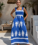 Vacation-Style Halter Top Beach Dress with High Waist Skirt