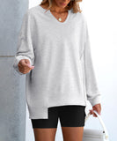 Striped V-Neck Loose Sports Shirt Hoodie For Women Relaxed Fit Moisture-Wicking Everyday