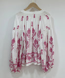 Loose Floral Embroidered Long Sleeve Shirt Viscose Blend