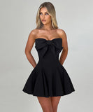 Sexy Strapless Short Dress With Bow Tie For Figure Hugging