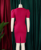 Solid Color Short Sleeved Wraparound Lace Ruffled Dress