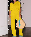 Chic Two-Piece Straight-Leg Suit with Asymmetrical Sleeve Design