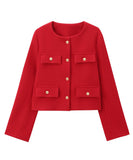 Fashionable Button Embellished Short Blazer Polyester