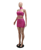 Chic Strapless Top with Hip Skirt and Neck Detail for Style in Vibrant Colors