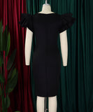 Beaded Lotus Leaf Sleeve Women's Dress for Effortless Style
