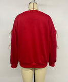 Round-Neck Bow Tie Christmas Hoodie For Women Cozy Fit Relaxed