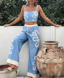 Floral Camisole And Wide Leg Pants Set Multicolor Chic