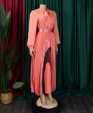 Strappy Pleated Long Sleeve Multi Color Dress for Women