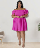 Oversized One-Shoulder Wide Sleeve Dress for Women with Short Sleeves