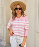 Classic Color Block Cable Knit Turtleneck Sweater Relaxed