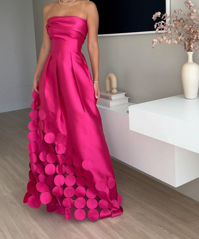 Stunning Patchwork Satin Sexy Strapless High-Waisted Dress