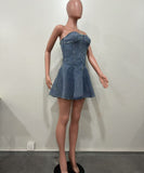 Elegant Denim Wrap-Around Sleeveless Dress for Stylish Women